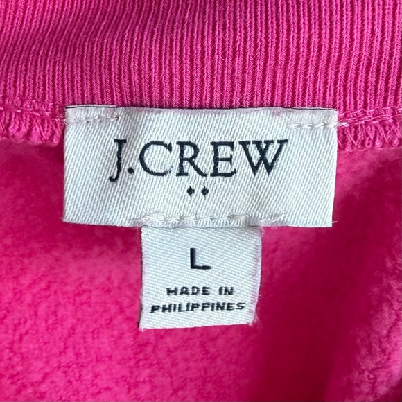 •J.Crew• Hot Pink Button-Neck Pullover Sweatshirt - Size Large - Picture 2 of 7